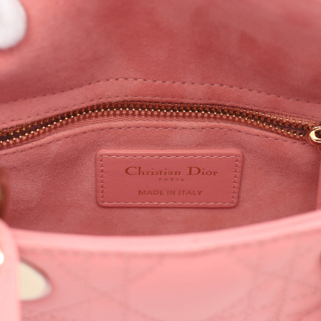 Dior Lady dior Mini Handbag Leather Pink 2WAY