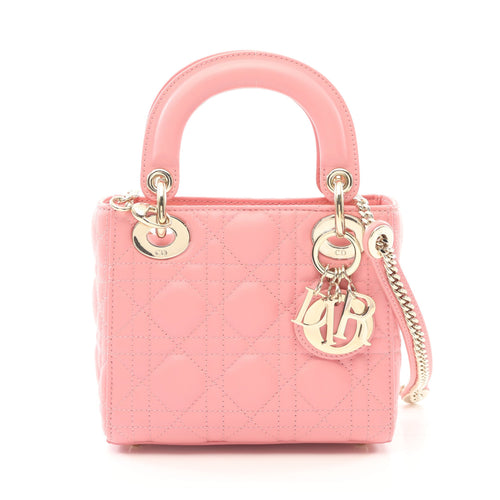 Dior Lady dior Mini Handbag Leather Pink 2WAY