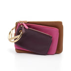 FENDI Triplet Clutch bag Leather Brown Pink Purple