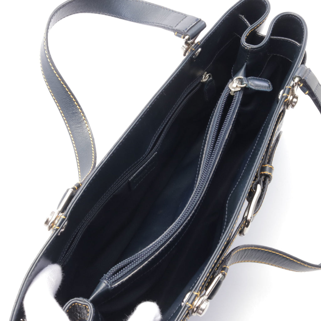 Dior Trotter Handbag Canvas Leather Navy Gray