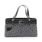 Dior Trotter Handbag Canvas Leather Navy Gray