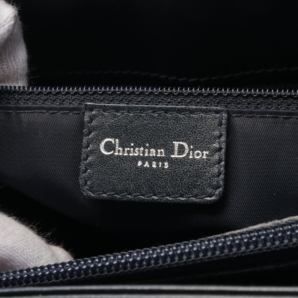 Dior Trotter Handbag Canvas Leather Navy Gray