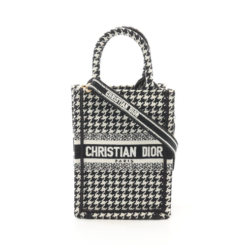 Dior BOOK TOTE Book tote Mini Phone Bag Handbag Canvas Black White 2WAY