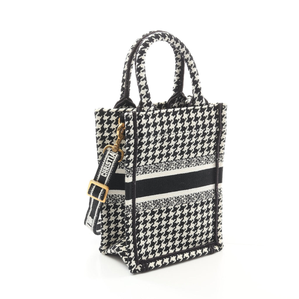 Dior BOOK TOTE Book tote Mini Phone Bag Handbag Canvas Black White 2WAY