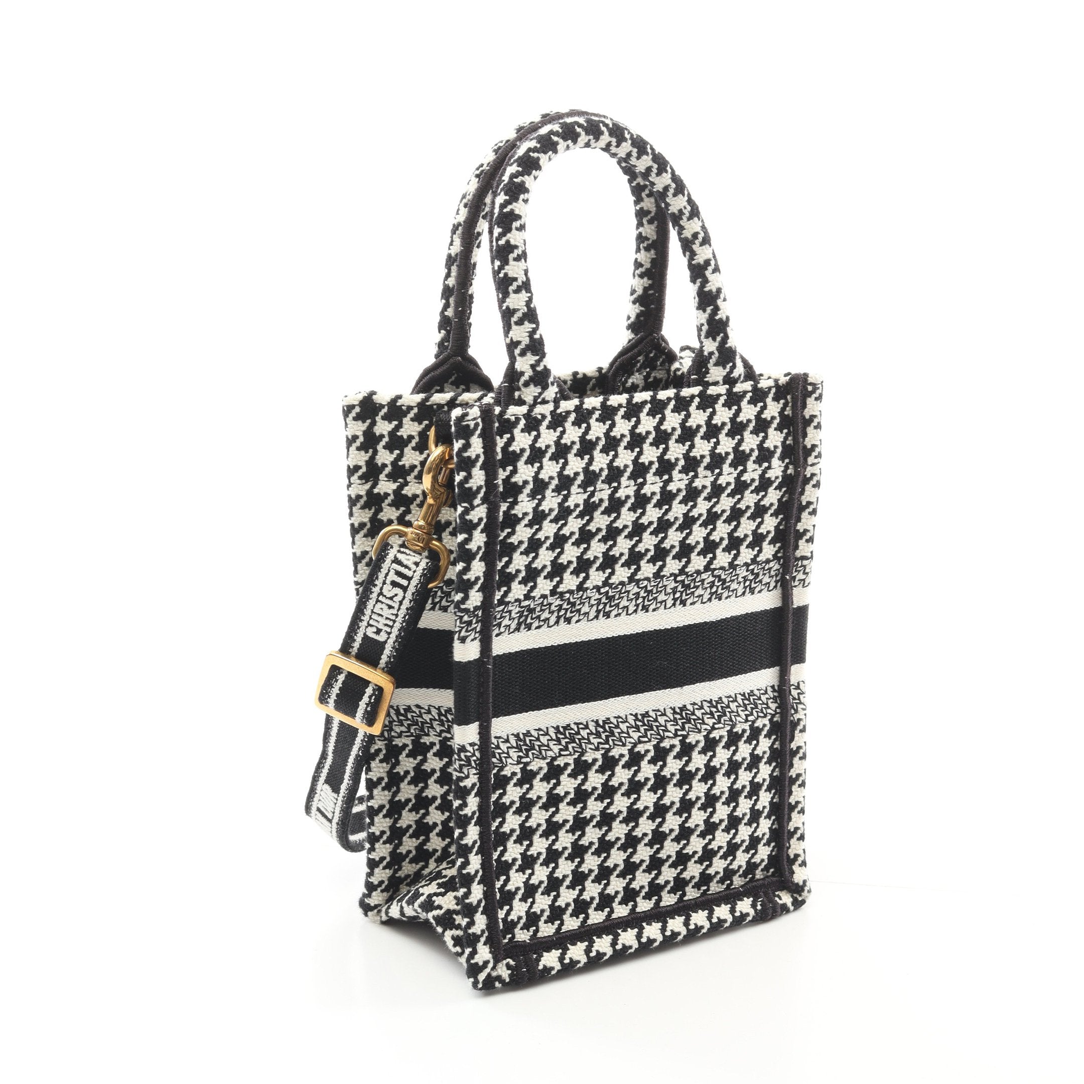 Dior BOOK TOTE Book tote Mini Phone Bag Handbag Canvas Black White 2WAY