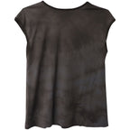 Chloe Tie-Dye T-shirt with Flower Embellishment in Grey Cotton