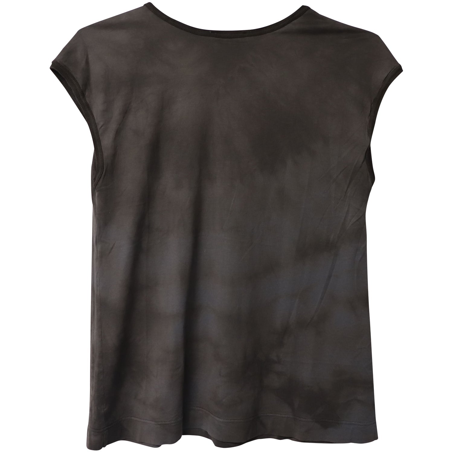 Chloe Tie-Dye T-shirt with Flower Embellishment in Grey Cotton