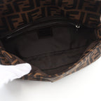 FENDI Mamma bucket Handbag Canvas Leather Brown Dark brown