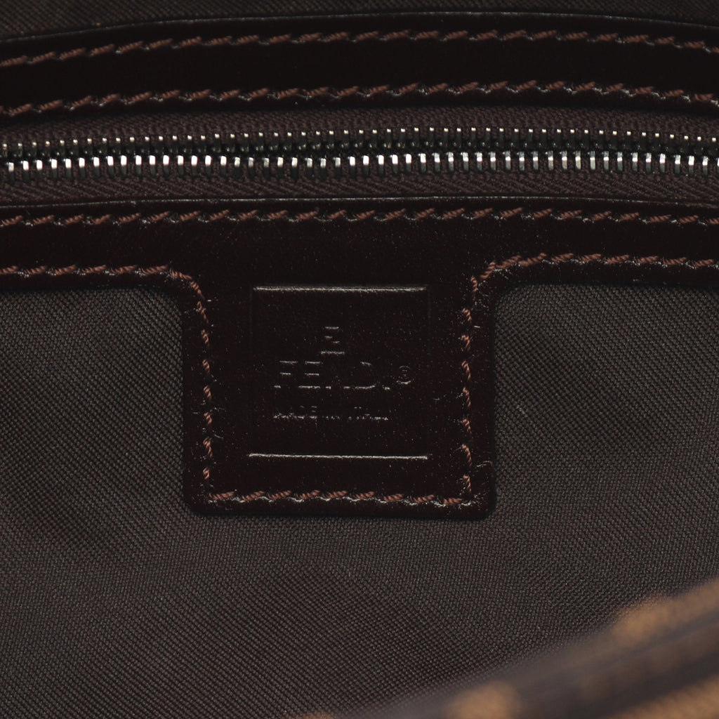 FENDI Mamma bucket Handbag Canvas Leather Brown Dark brown