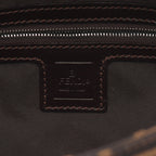 FENDI Mamma bucket Handbag Canvas Leather Brown Dark brown