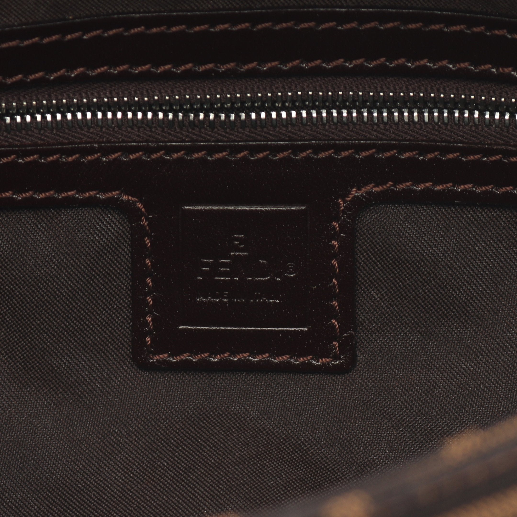 FENDI Mamma bucket Handbag Canvas Leather Brown Dark brown