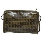 FENDI Zucchino Canvas Shoulder Bag Brown96429
