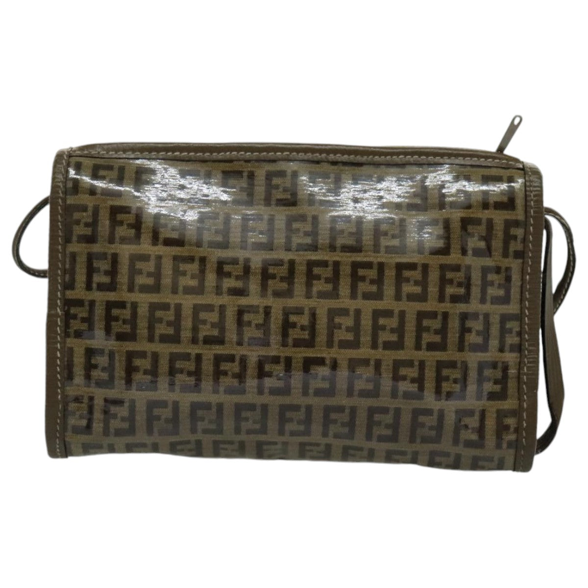 FENDI Zucchino Canvas Shoulder Bag Brown96429