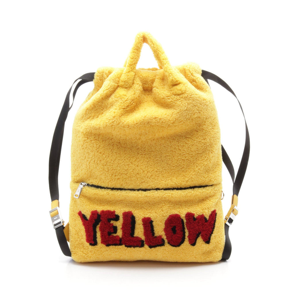 FENDI Backpack Rucksack Boa Fabric Yellow