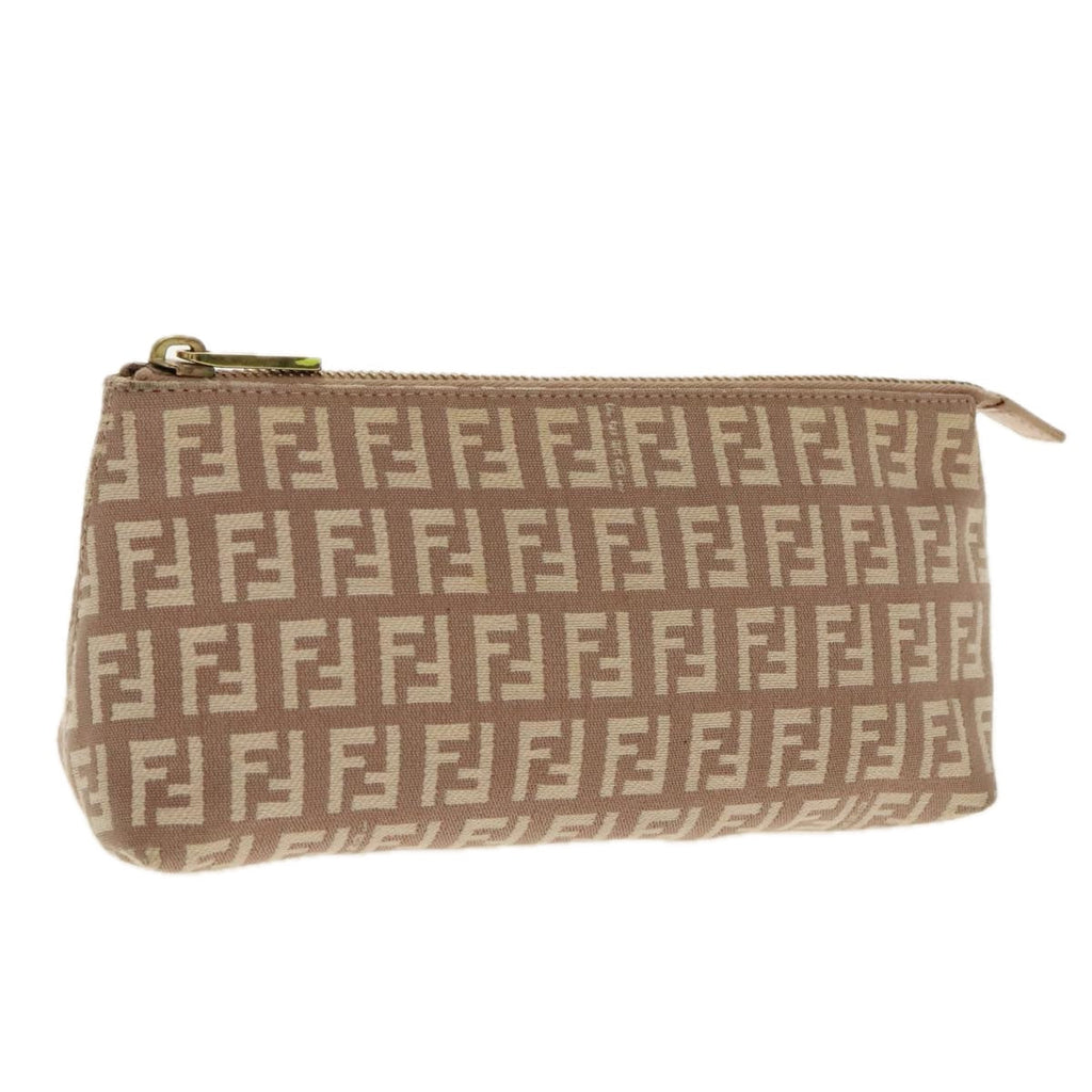 FENDI Zucchino Canvas Pouch Beige Gold96439