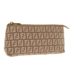 FENDI Zucchino Canvas Pouch Beige Gold96439