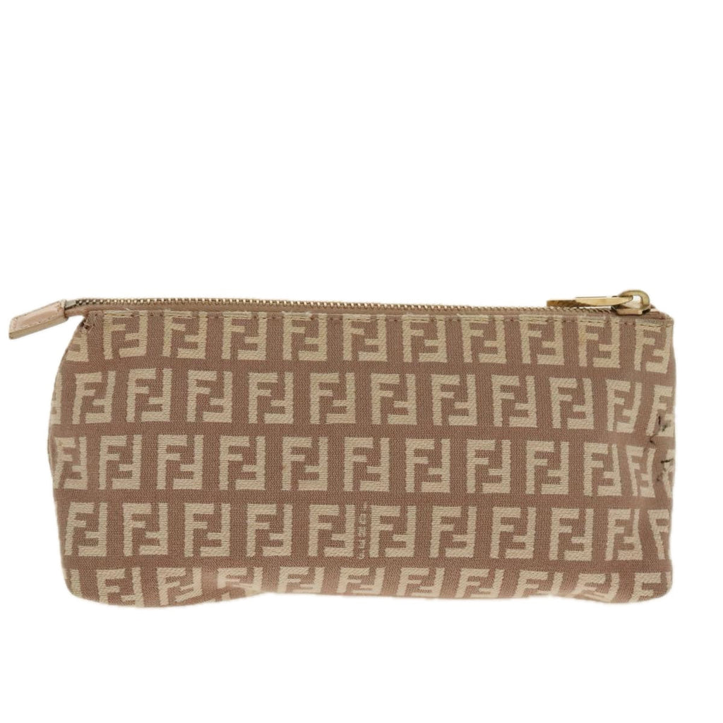 FENDI Zucchino Canvas Pouch Beige Gold96439