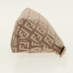 FENDI Zucchino Canvas Pouch Beige Gold96439