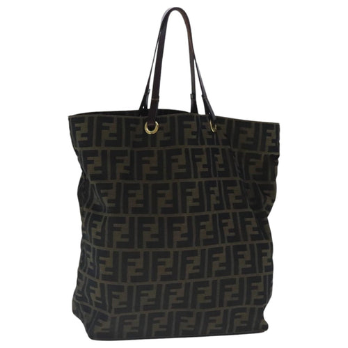 FENDI Zucca Canvas Tote Bag Brown Black gold96462