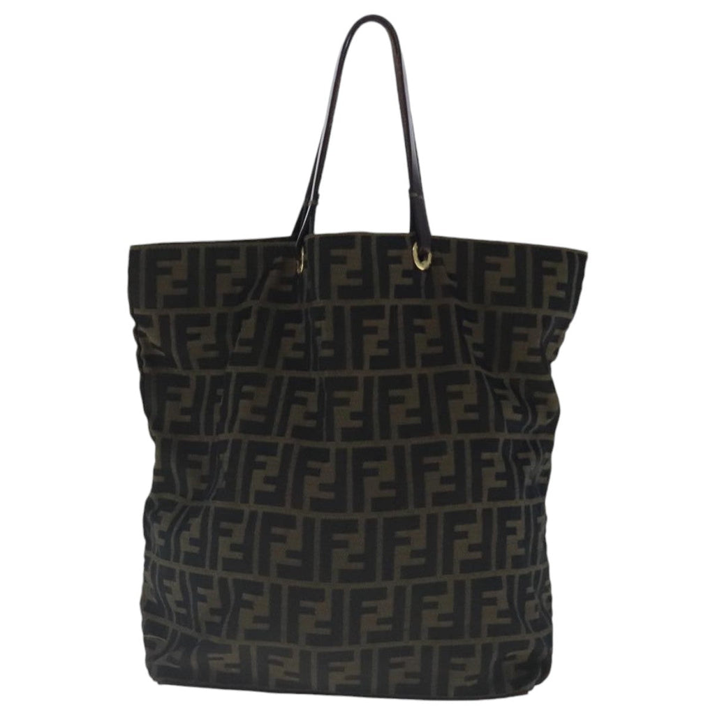 FENDI Zucca Canvas Tote Bag Brown Black gold96462
