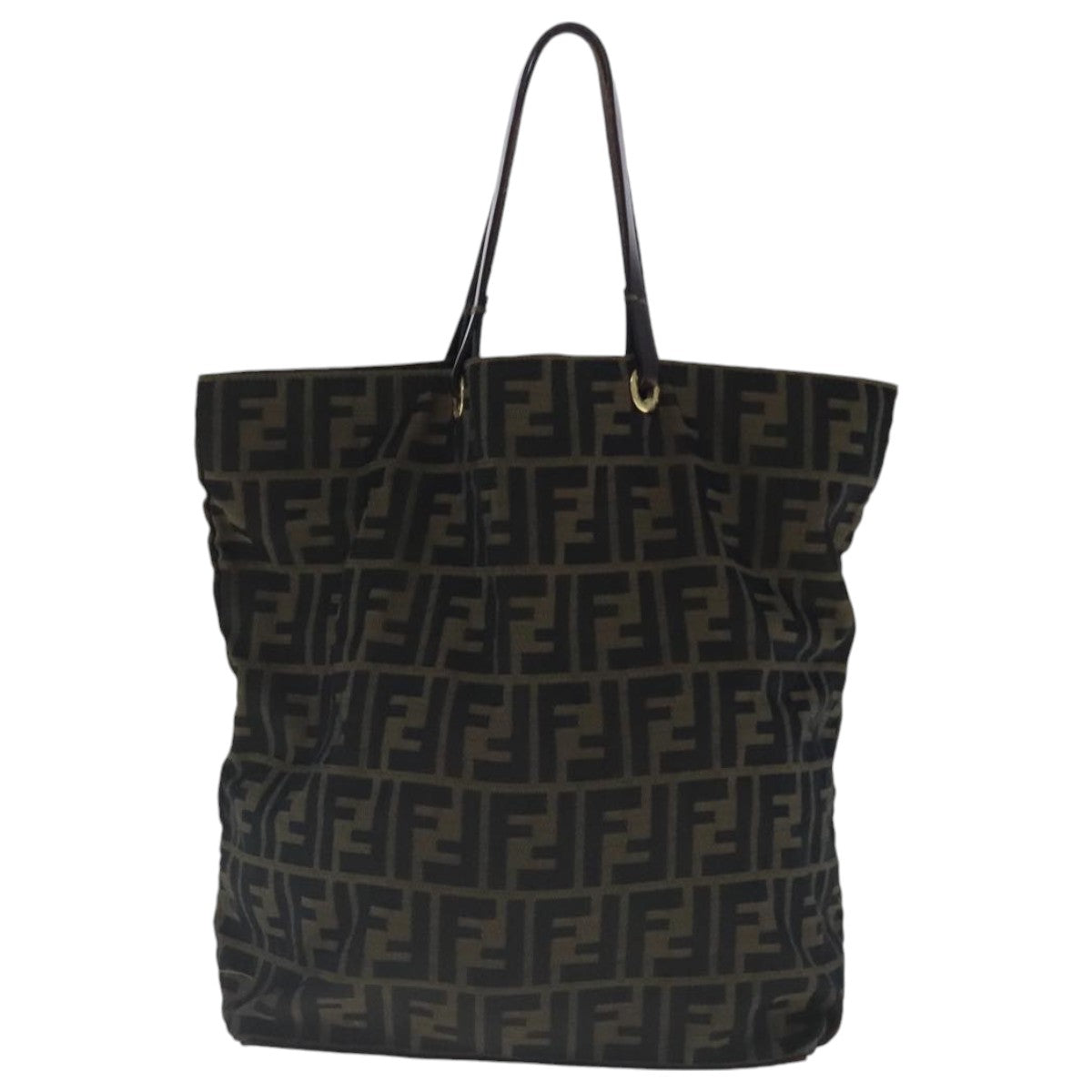 FENDI Zucca Canvas Tote Bag Brown Black gold96462