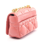 Dior CARO Karo Small Macro Cannage Chain shoulder bag Leather Pink