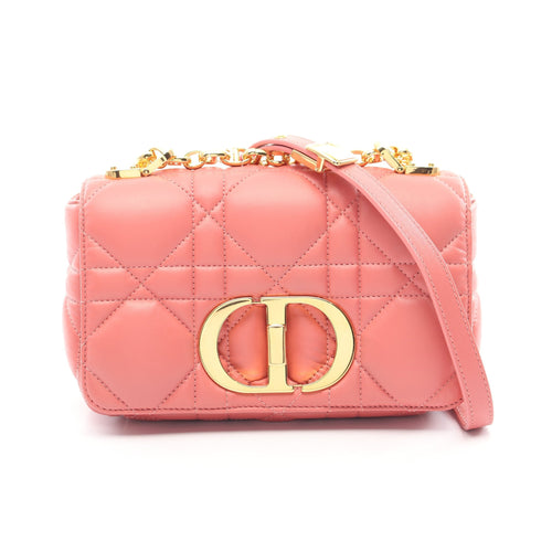 Dior CARO Karo Small Macro Cannage Chain shoulder bag Leather Pink