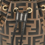 Fendi Brown/black Zucca Leather Mini Mon Tresor Drawstring Bucket Bag