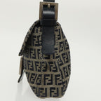 FENDI Zucchino Canvas Mamma Baguette Shoulder Bag Navy Silver96518