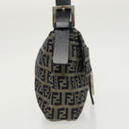FENDI Zucchino Canvas Mamma Baguette Shoulder Bag Navy Silver96518