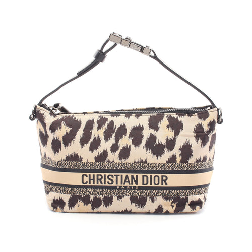 Dior DIORTRAVEL Small Nomad pouch Handbag Fabric Leather Beige Dark brown Black