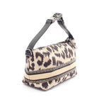 Dior DIORTRAVEL Small Nomad pouch Handbag Fabric Leather Beige Dark brown Black