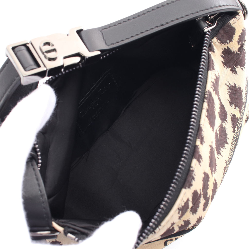 Dior DIORTRAVEL Small Nomad pouch Handbag Fabric Leather Beige Dark brown Black