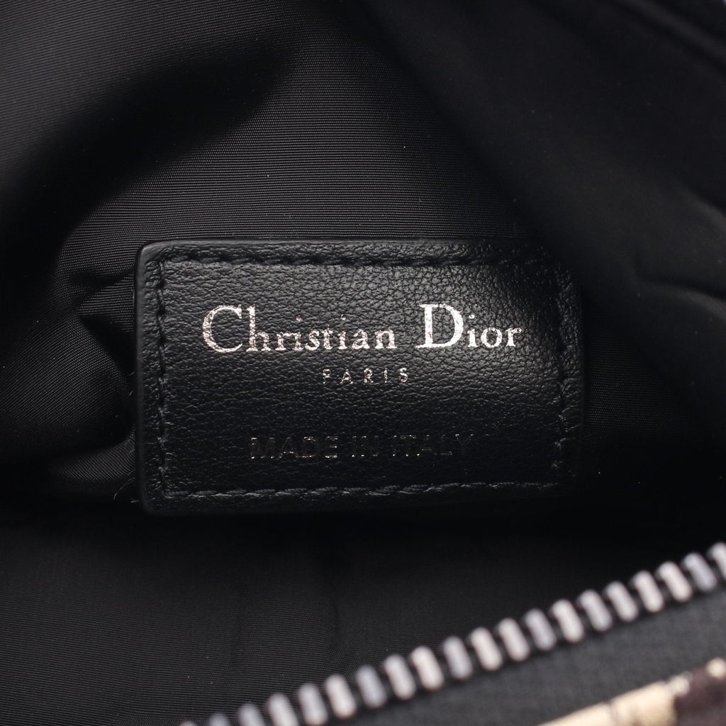 Dior DIORTRAVEL Small Nomad pouch Handbag Fabric Leather Beige Dark brown Black