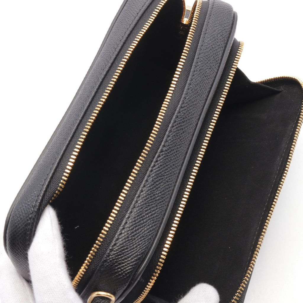 Dior Karo Double Pouch Shoulder bag Leather Black