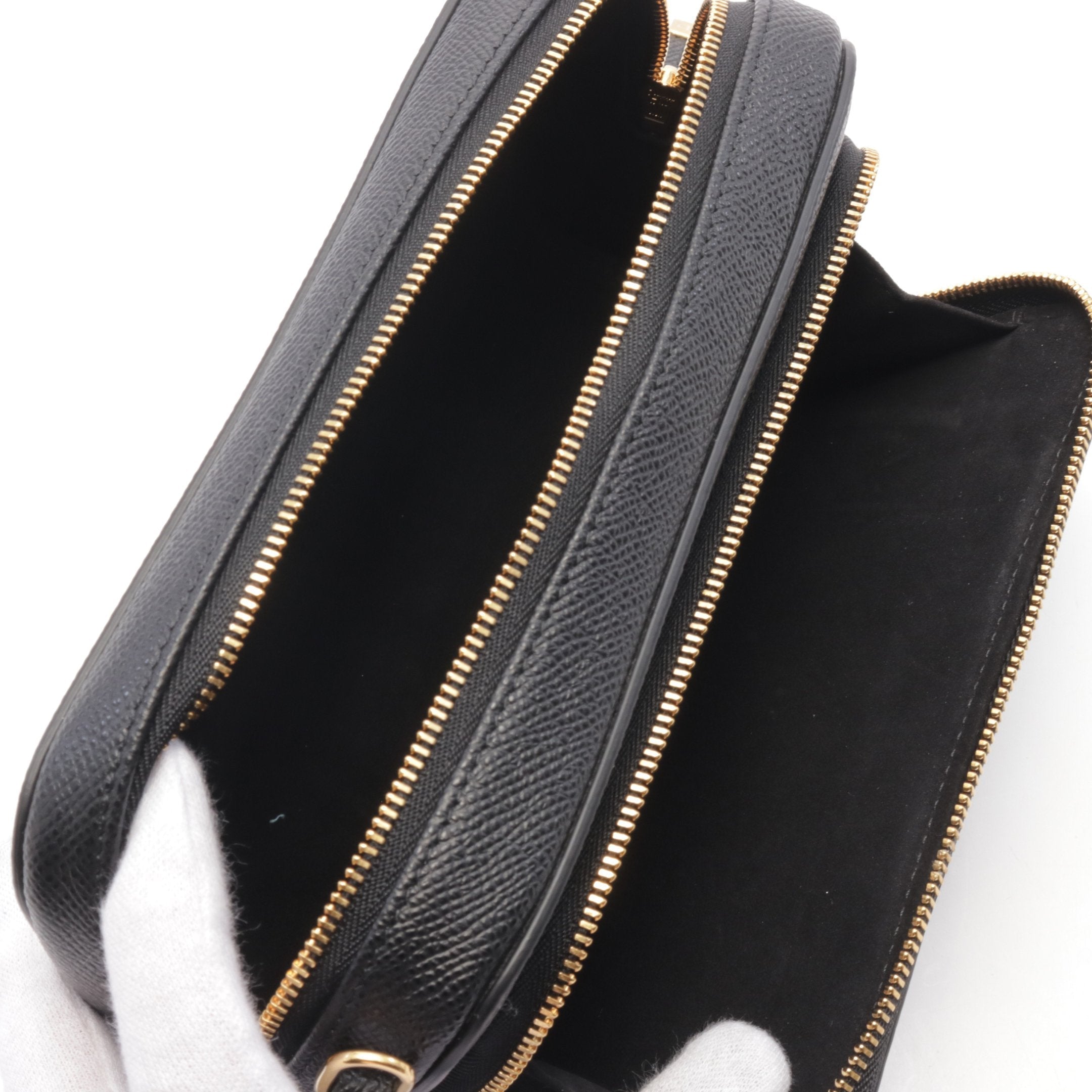 Dior Karo Double Pouch Shoulder bag Leather Black