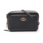 Dior Karo Double Pouch Shoulder bag Leather Black