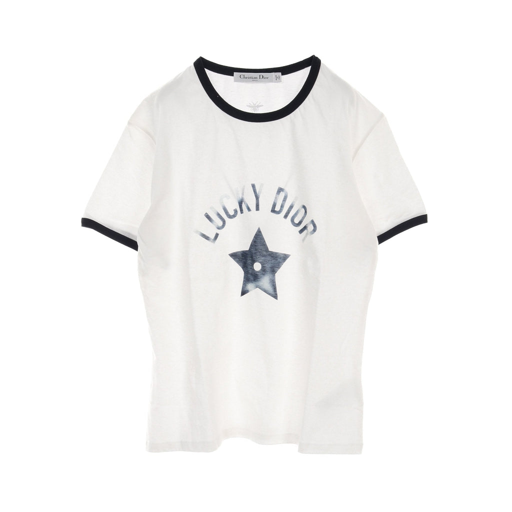 Dior T-shirt Crew neck Short sleeve Cotton Linen White Navy