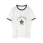 Dior T-shirt Crew neck Short sleeve Cotton Linen White Navy