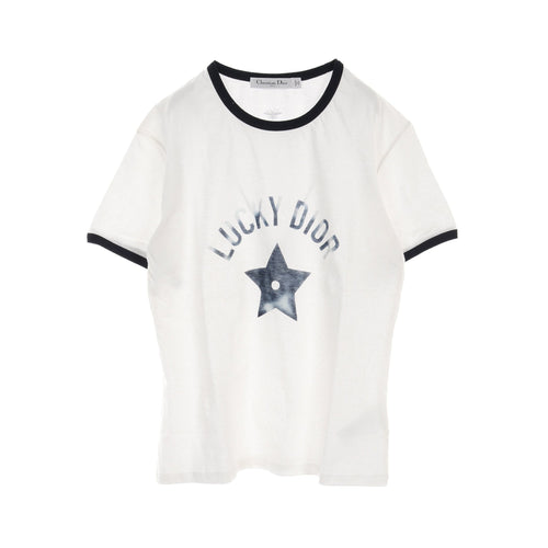 Dior T-shirt Crew neck Short sleeve Cotton Linen White Navy