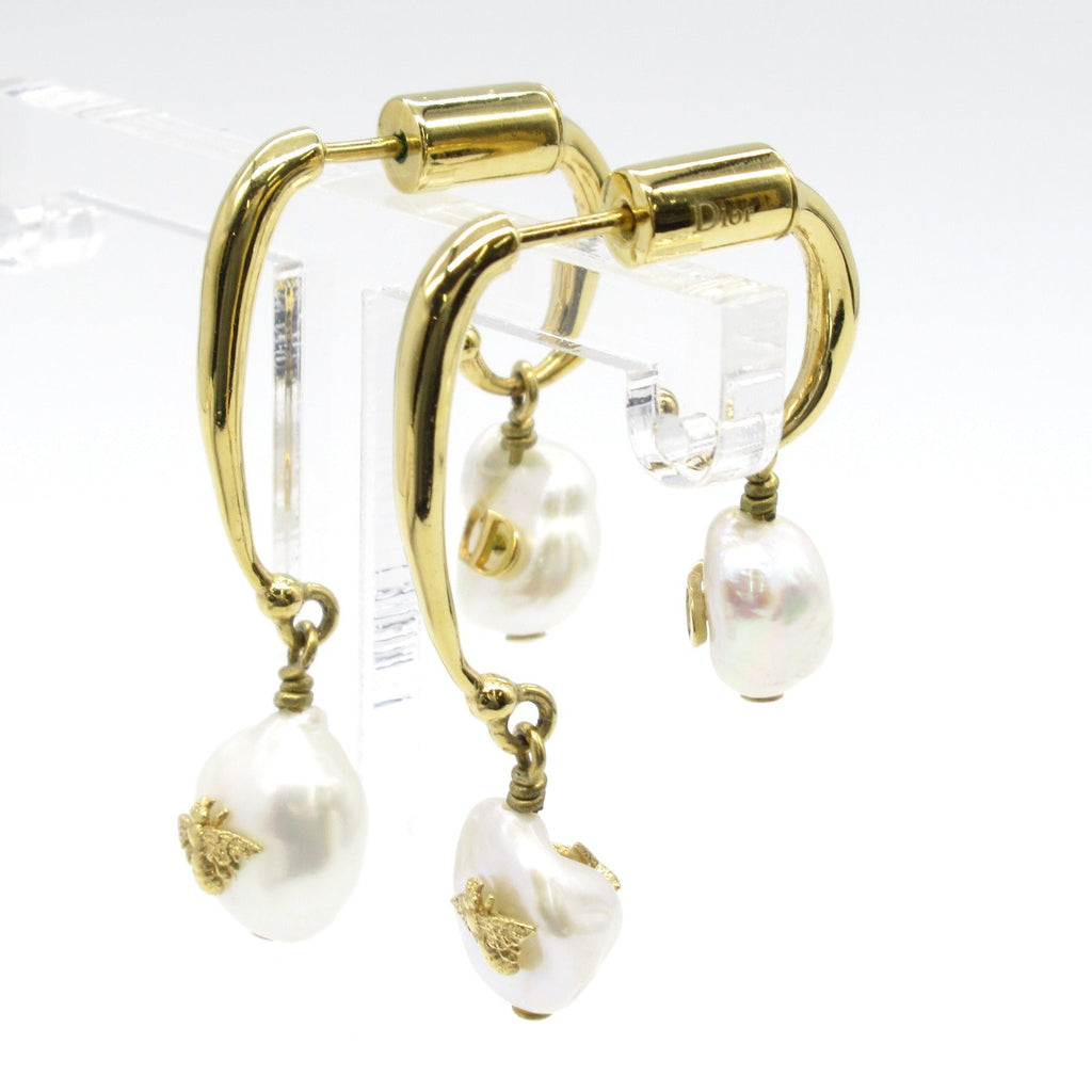 Dior Fake pearl Earrings Earrings GP (gold plated) Fake pearl White