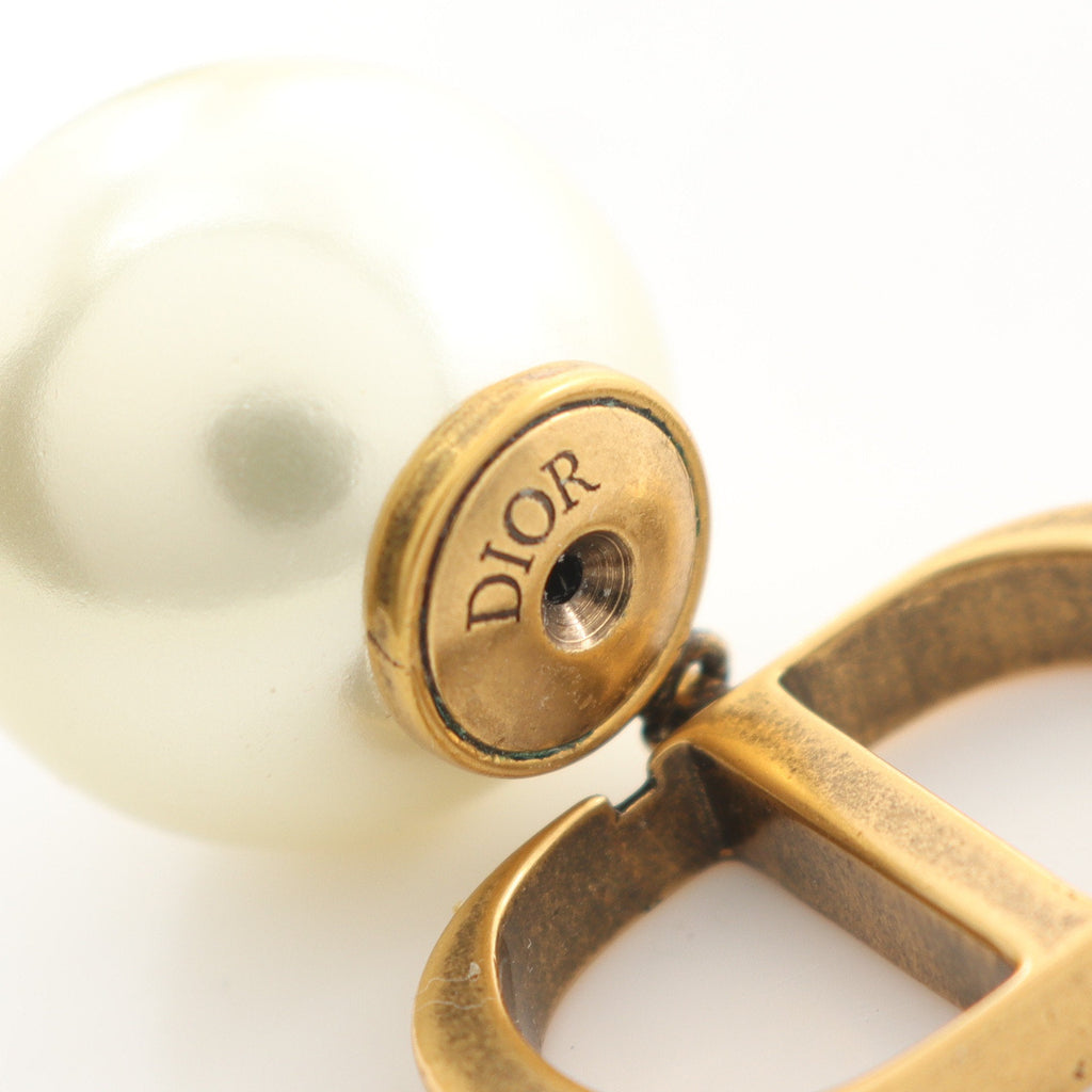 Dior CD logo Earrings GP Fake pearl Gold White