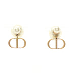 Dior CD logo Earrings GP Fake pearl Gold White