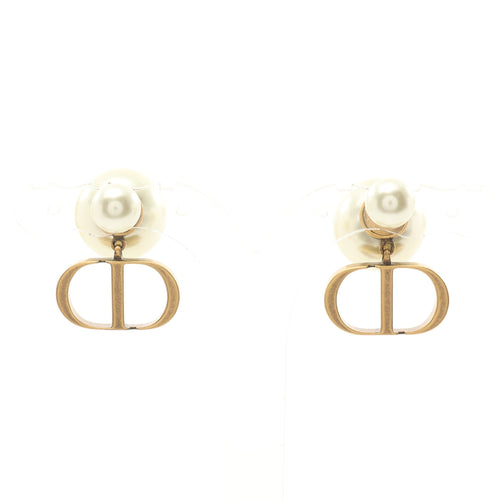 Dior CD logo Earrings GP Fake pearl Gold White