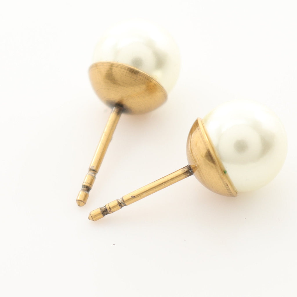 Dior CD logo Earrings GP Fake pearl Gold White