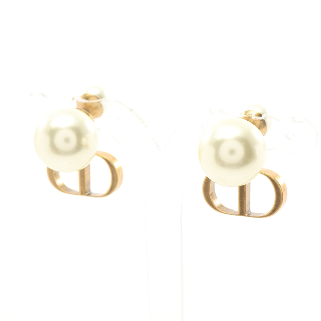 Dior CD logo Earrings GP Fake pearl Gold White