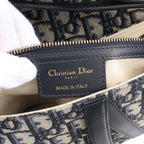 Dior Saddle bag Oblique jacquard Handbag Canvas Leather Navy Light gray Shoulder strap sold separately 2WAY
