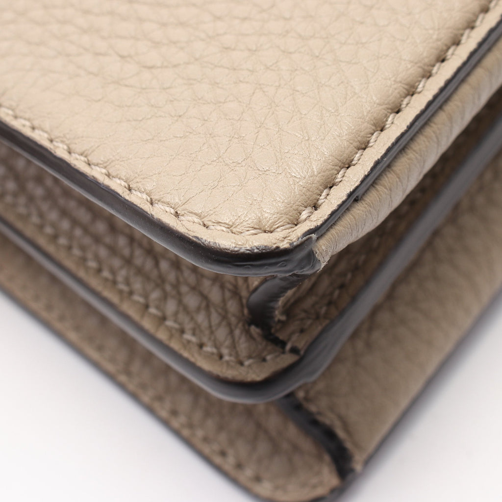 FENDI Peekaboo ISeeU Isee u X-Cross Handbag Leather Gray beige 2WAY