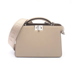 FENDI Peekaboo ISeeU Isee u X-Cross Handbag Leather Gray beige 2WAY