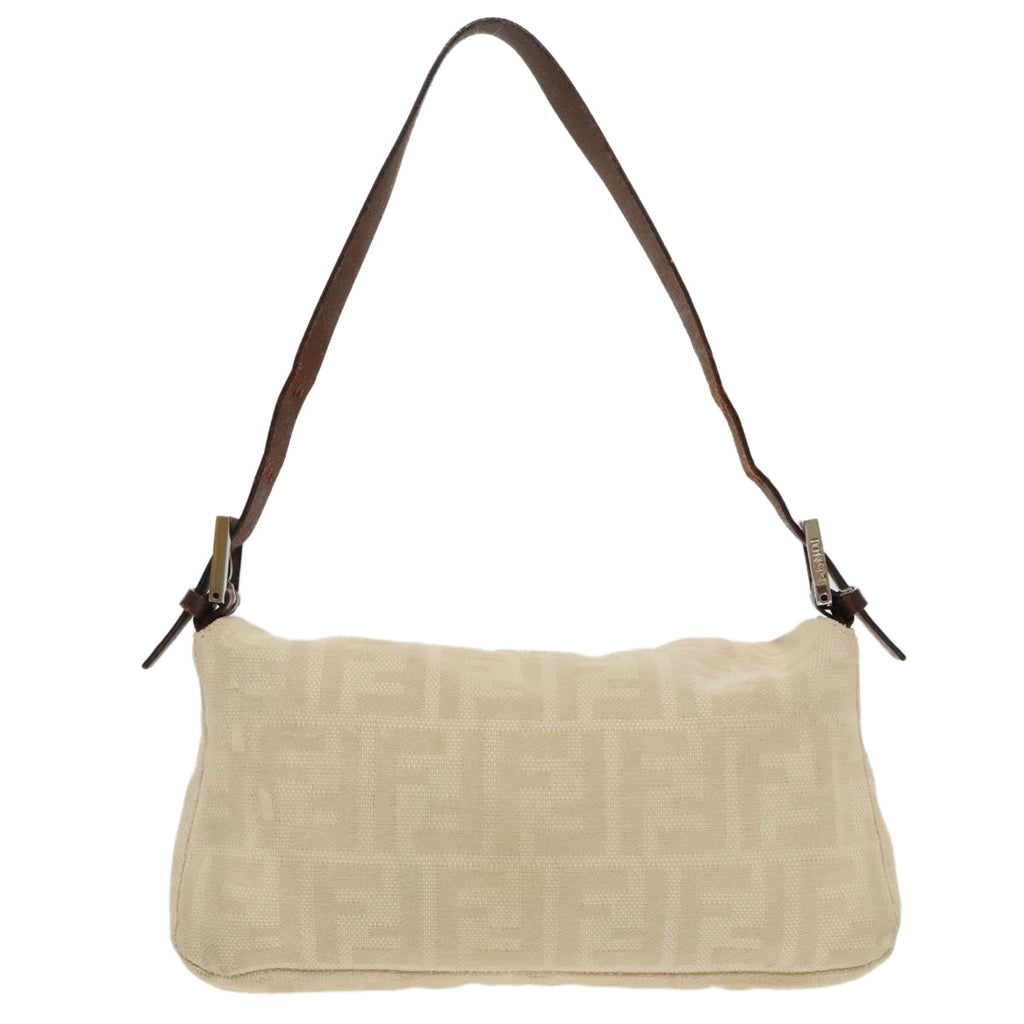 FENDI Zucca Canvas Mamma Baguette Shoulder Bag Beige Silver96599